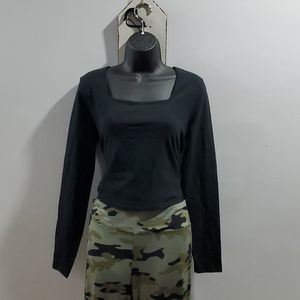 Wild Fable Square Collar Long Sleeve Crop